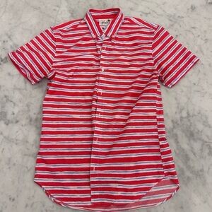 Bonobos Riviera Vibrant Red and White Striped Shirt